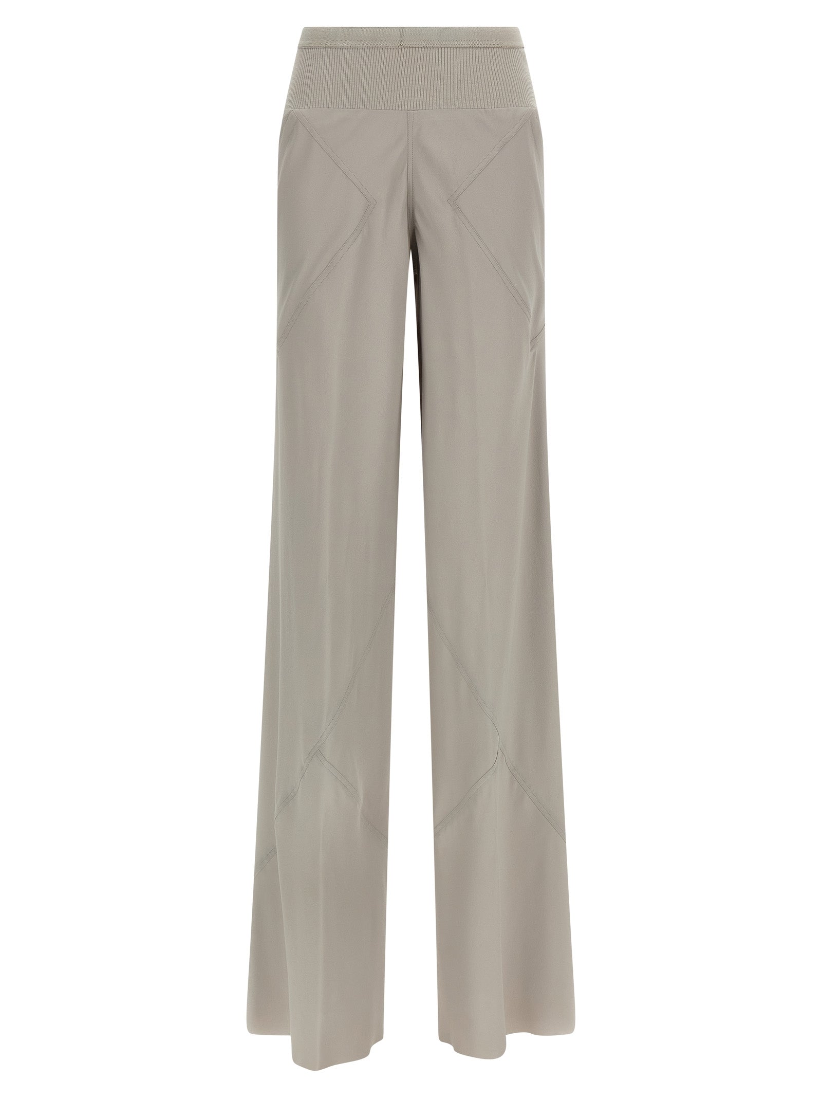 Acetate-Silk Blend Flared Trousers — Gray