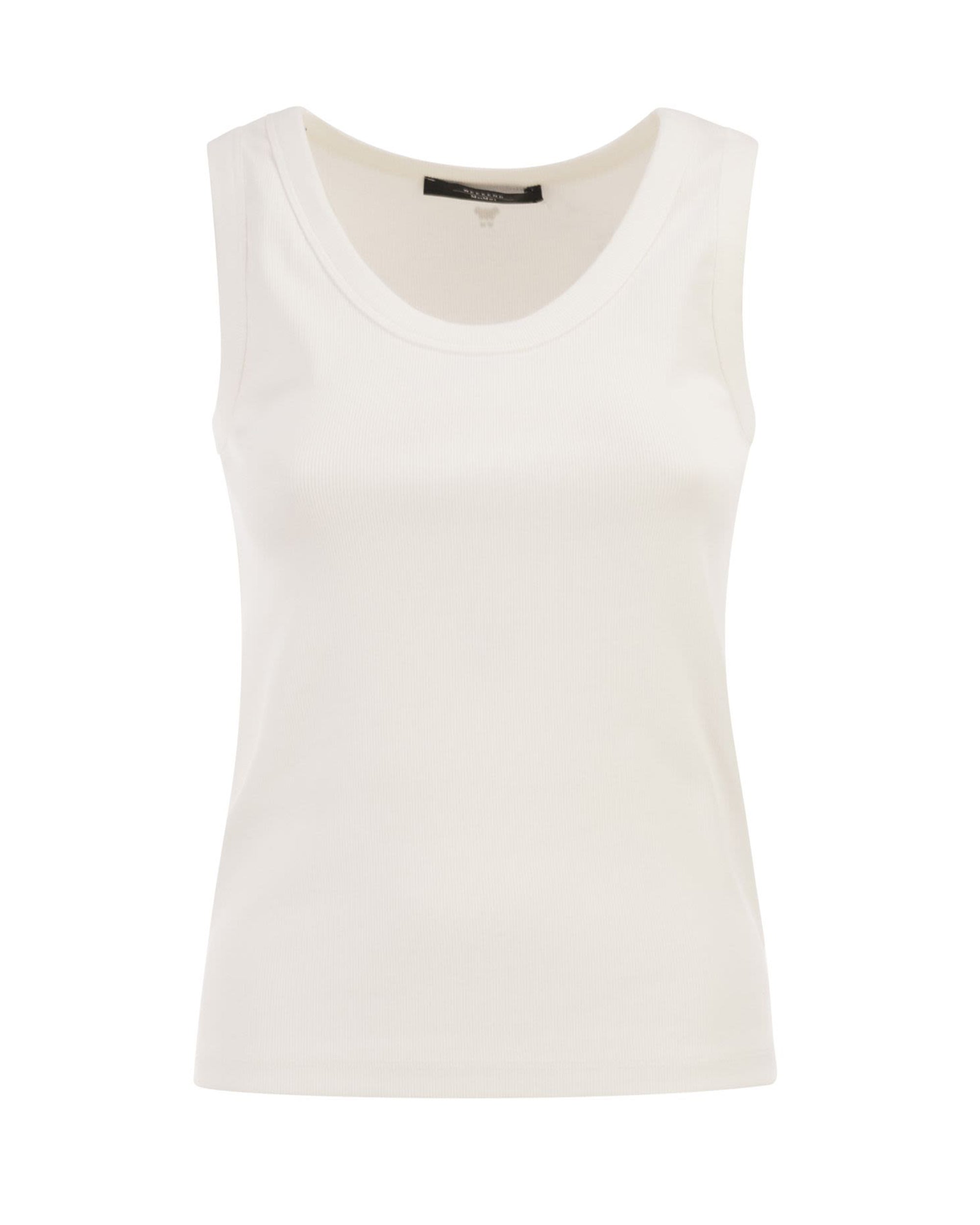 Stretch Cotton Tank Top — White