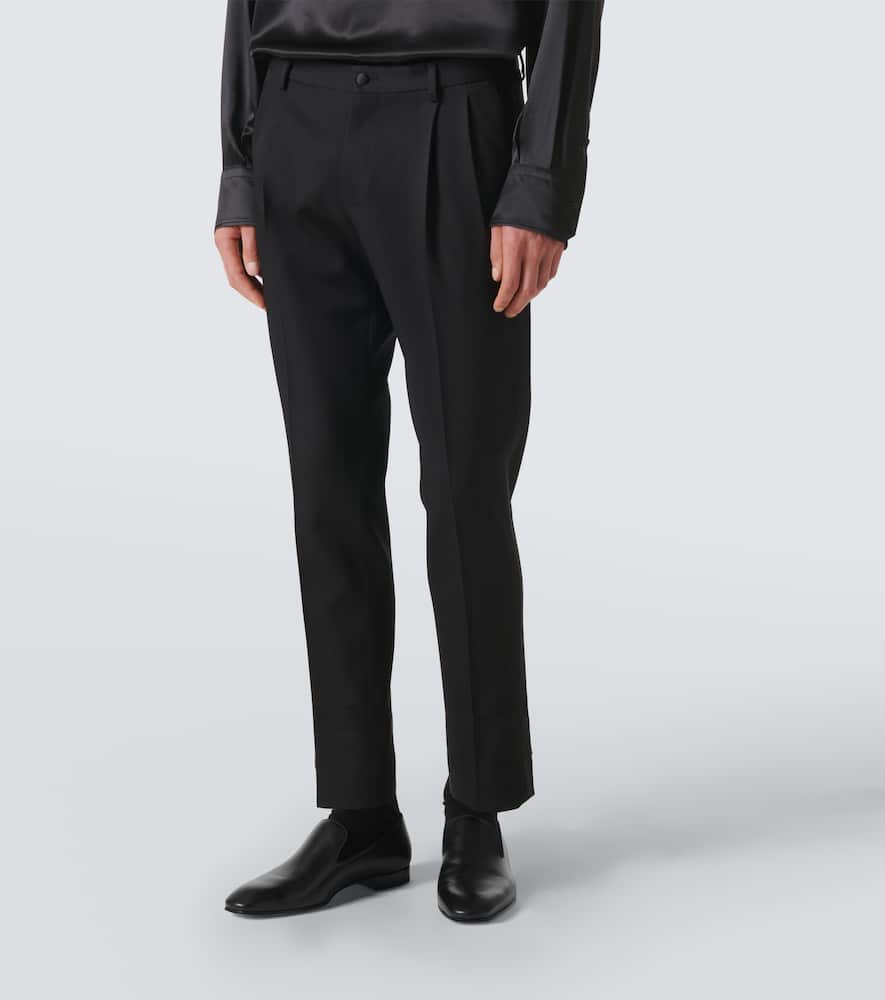 Wool-blend gabardine tuxedo pants