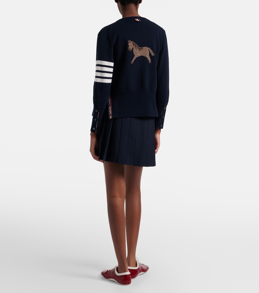 Pleated striped wool miniskirt