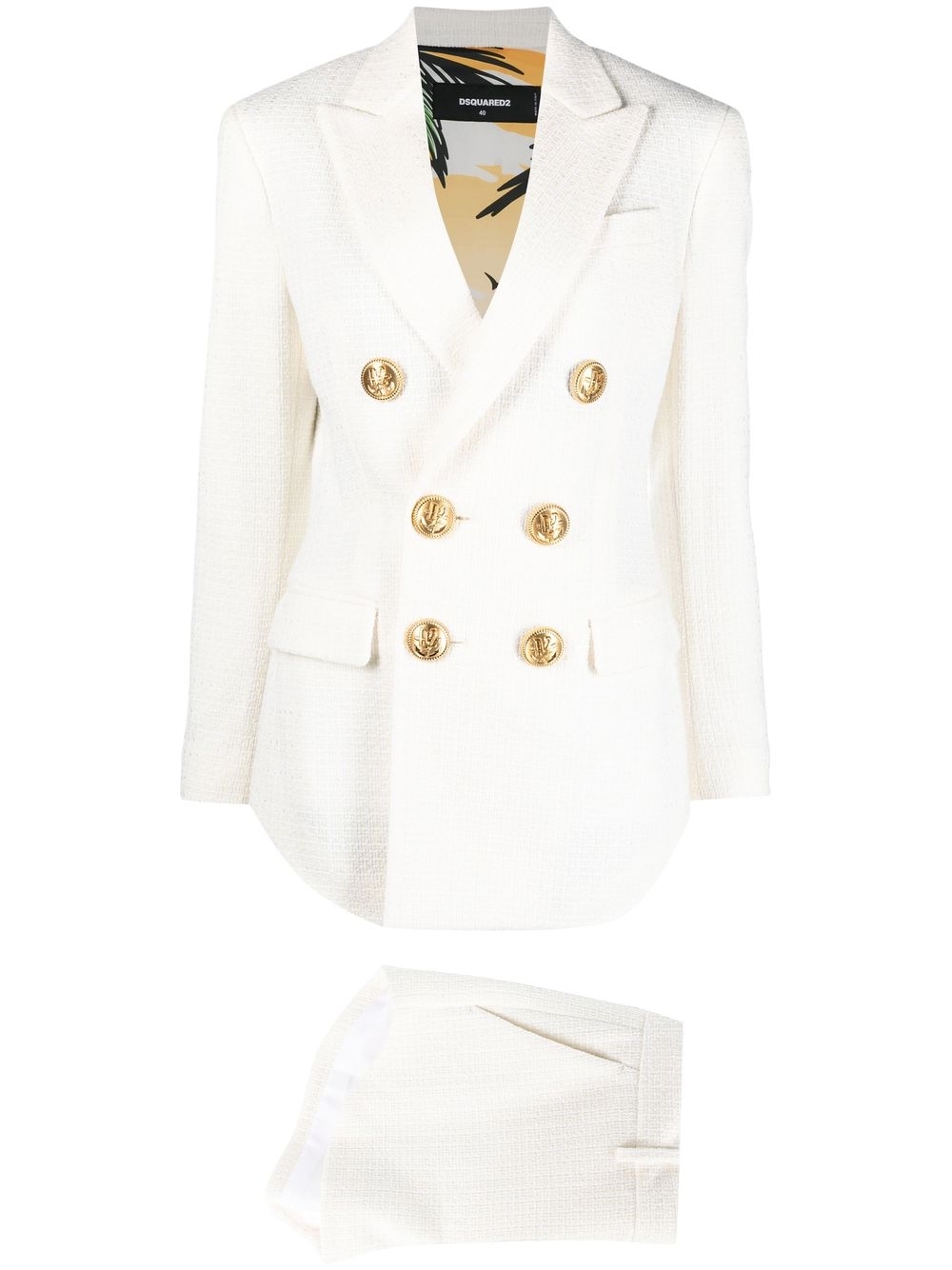 Double-breasted two-piece suit - White