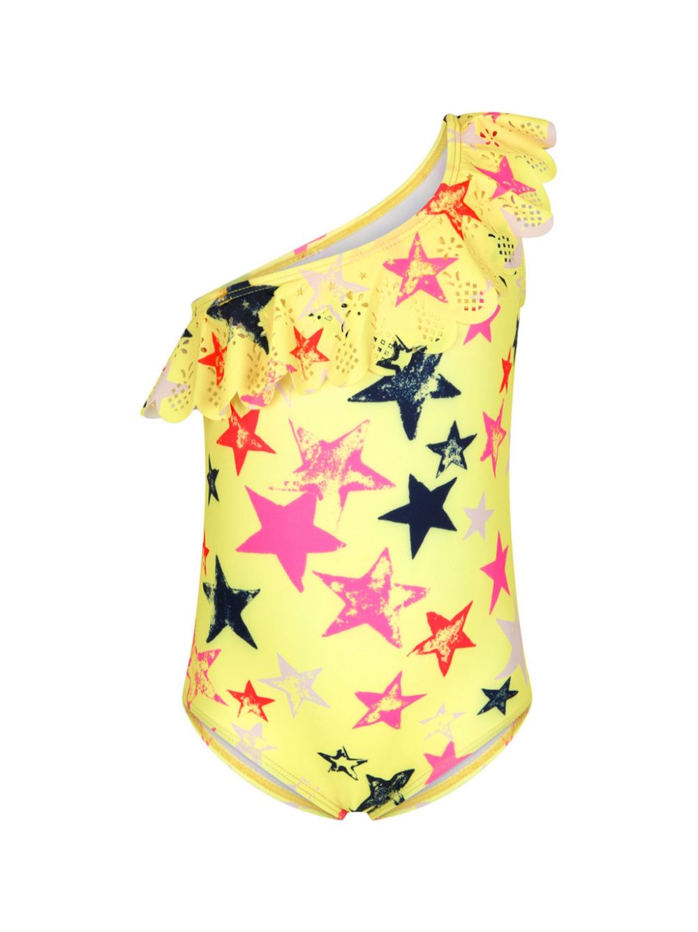Star-print one-shoulder swimsuit - Yellow