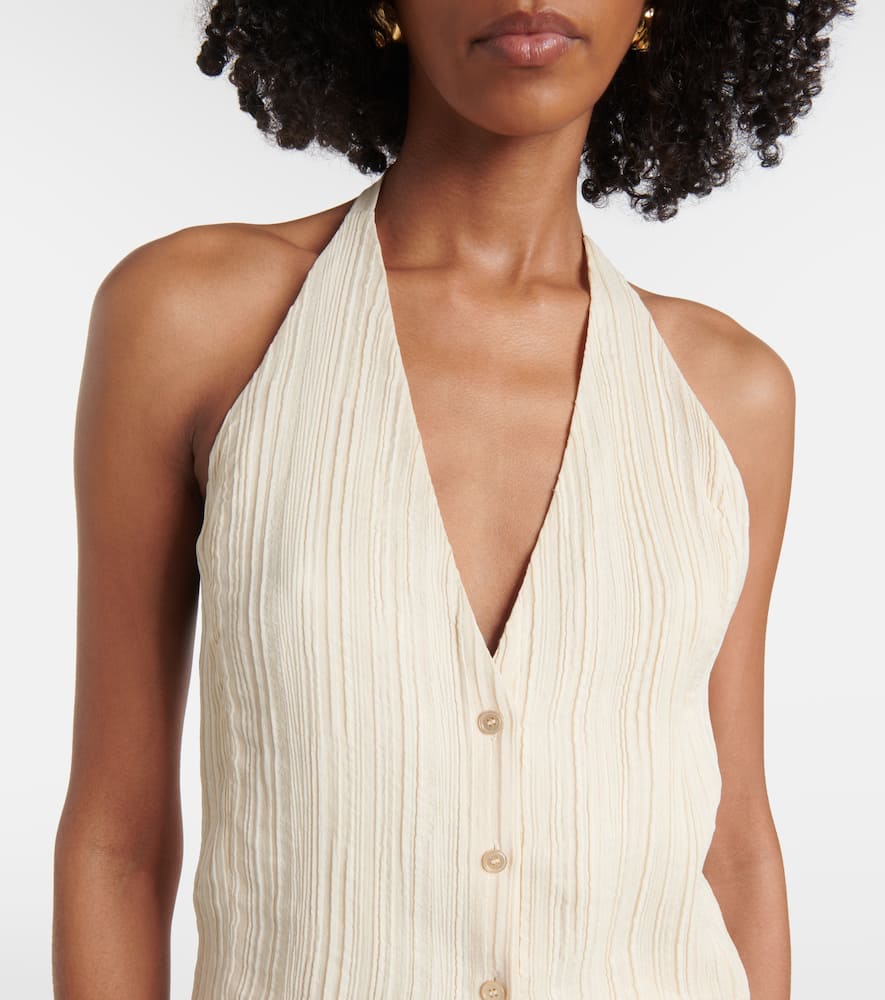 Suez pleated halterneck vest