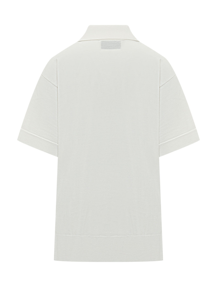 White Solid Shirt Collar Polo