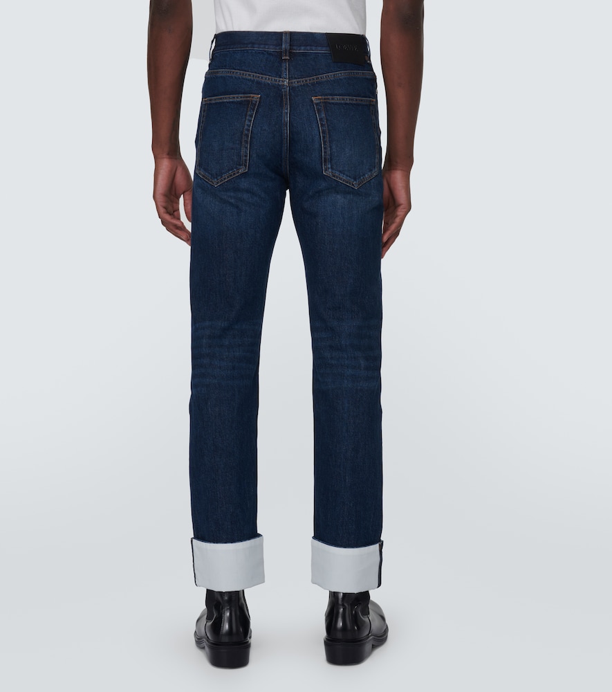 Fisherman straight turn-up jeans