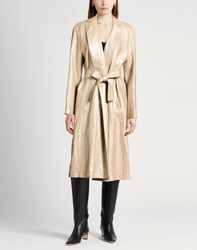 Woman Overcoat & Trench Coat Beige Size 8 Linen, Polyurethane