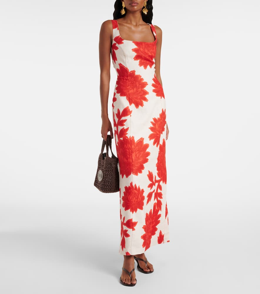Floral linen maxi dress