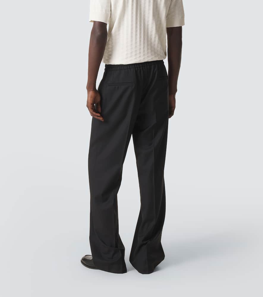 Virgin wool twill wide-leg pants