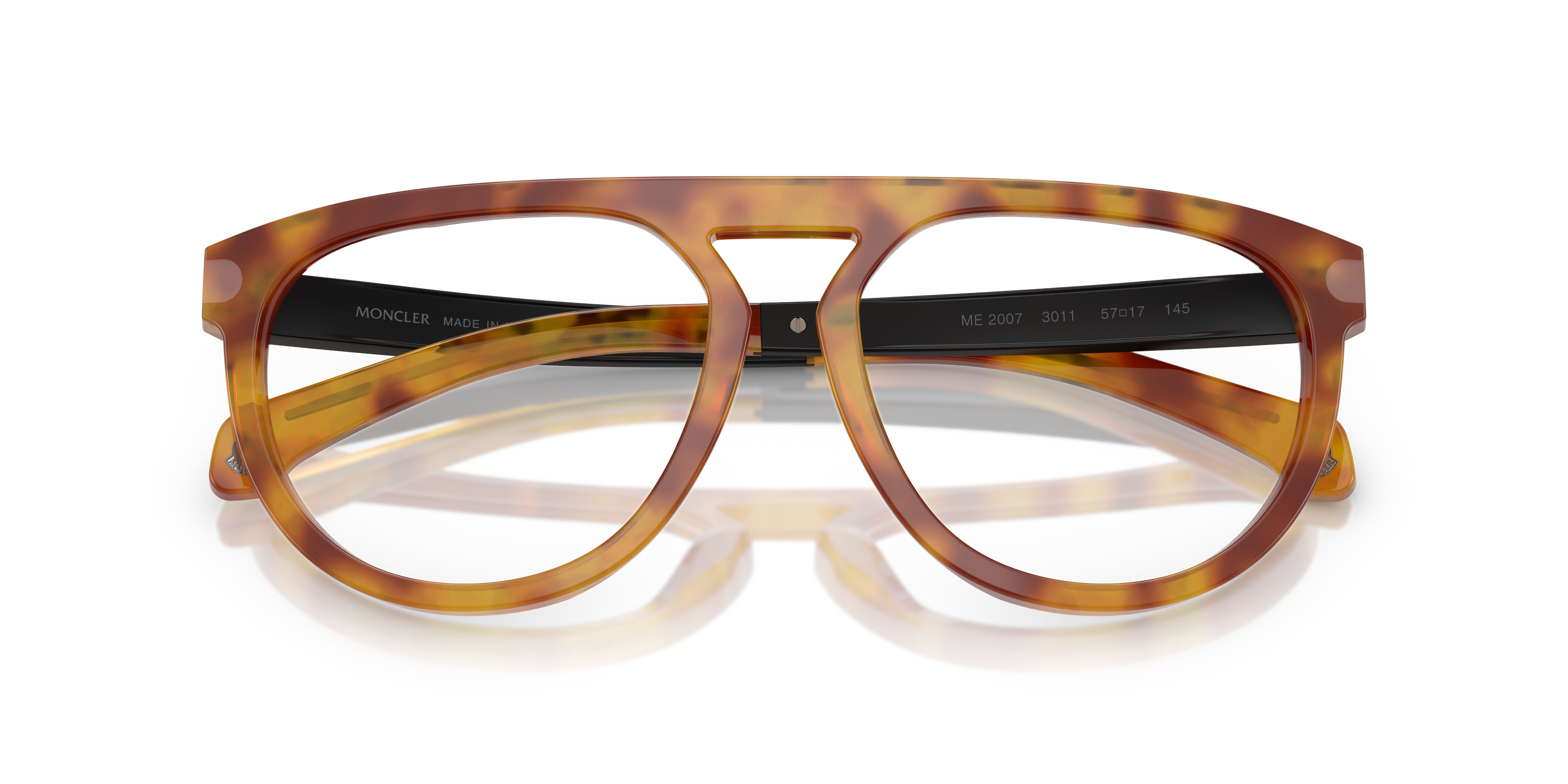 Moncler Unisex Moncler ME2007 3011 Optical frames Acetate Turtle Transparent Pilot Norma