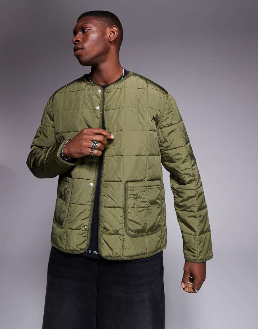 Quilted jacket in khaki-Green