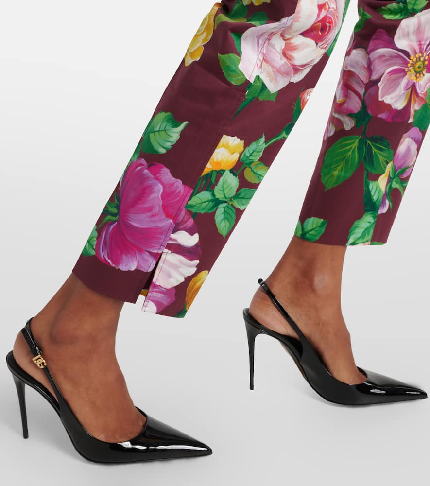 Floral low-rise cotton-blend pants