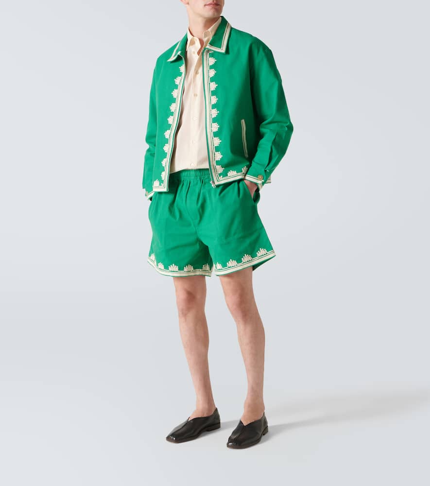 Ripple embroidered cotton shorts