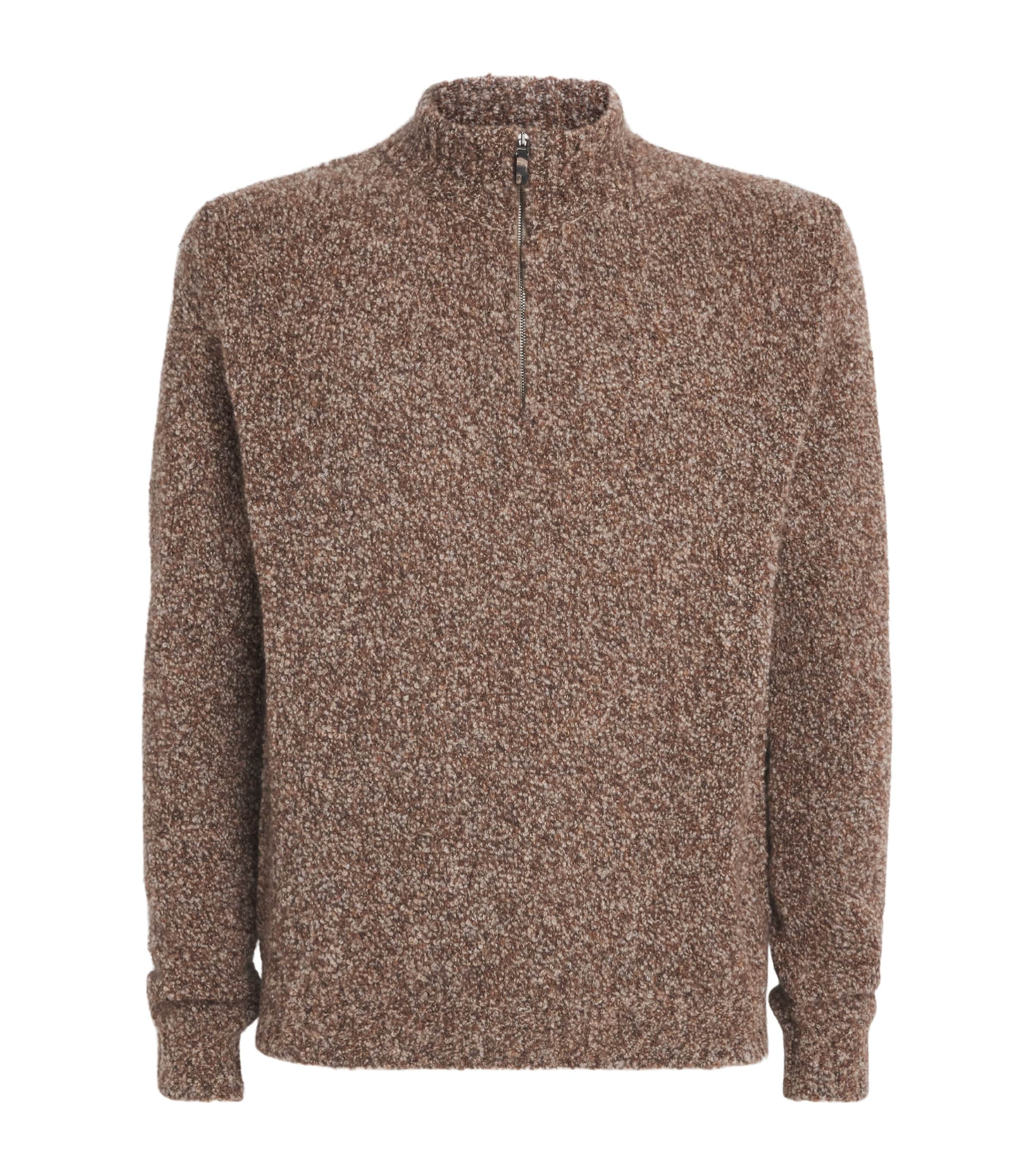 Cashmere-Silk Bouclé Quarter-Zip Sweater