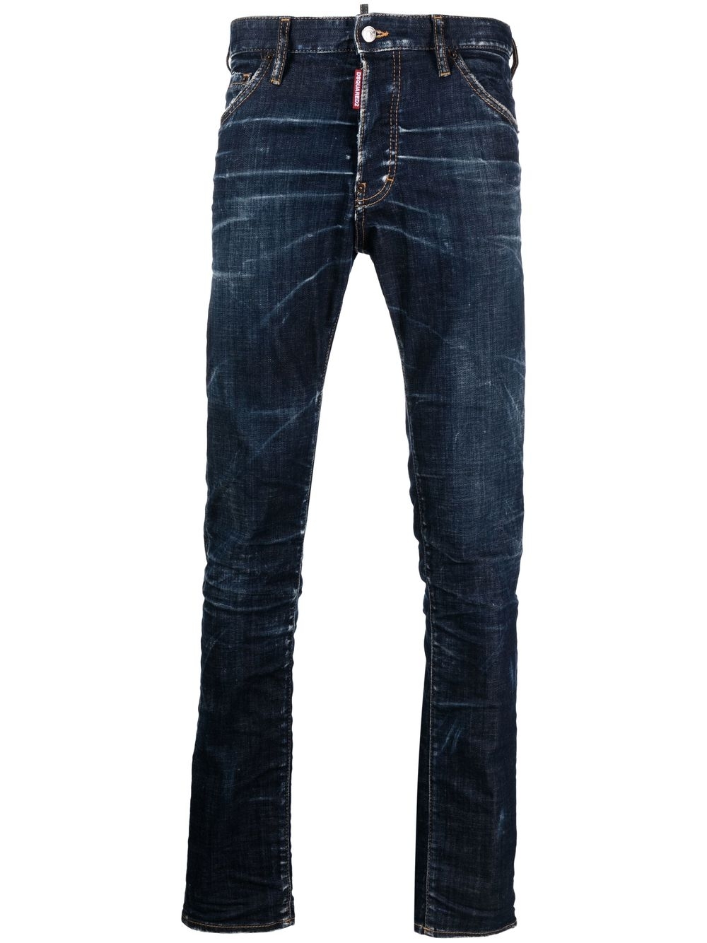 Logo-patch slim-cut jeans - Blue