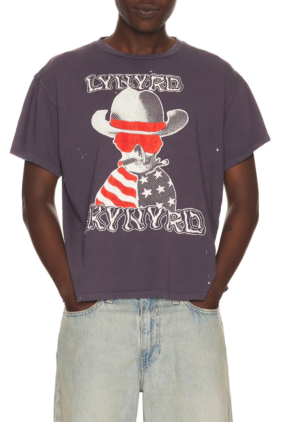 Madeworn Lynyrd Skynyrd 90's Crew Tee in NAVY - Navy. XL/1X also in L, XXL/2X