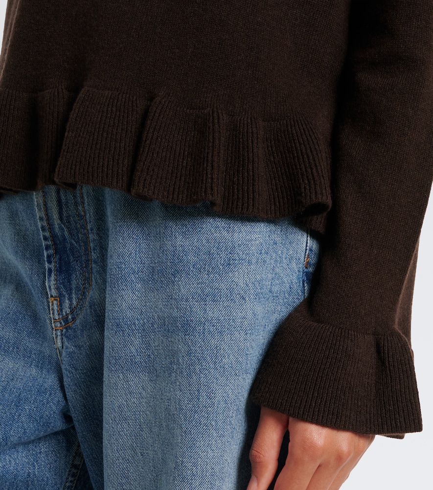 Ruffled virgin wool and cashmere sweater
