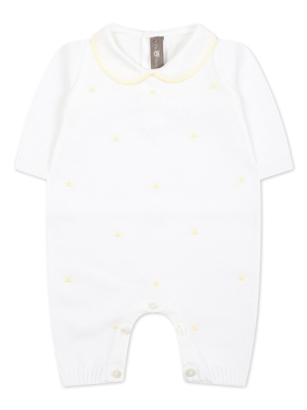 Polka dot-intarsia cotton romper - White