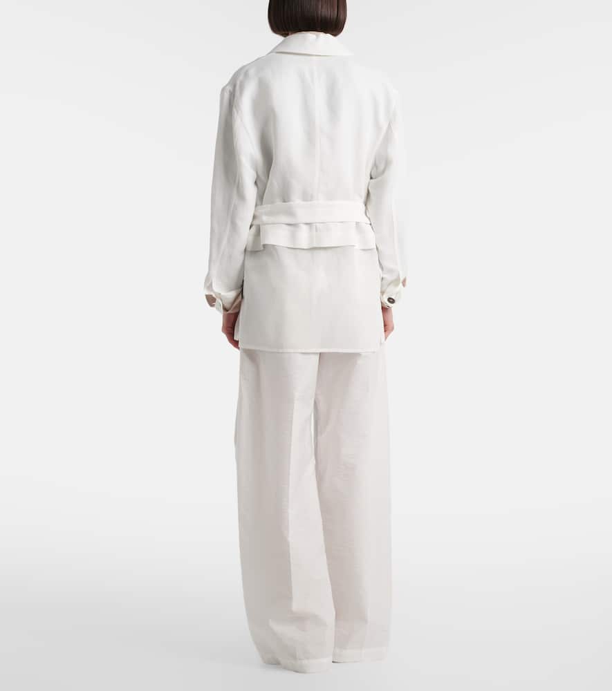 Cotton-blend wide-leg pants