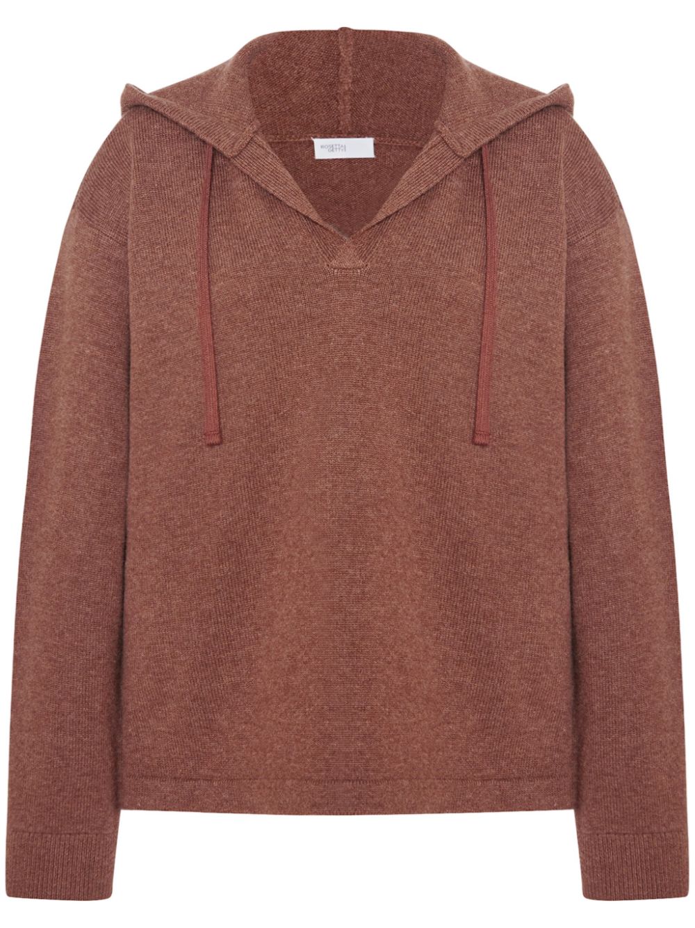 V-neck drawstring hoodie - Brown