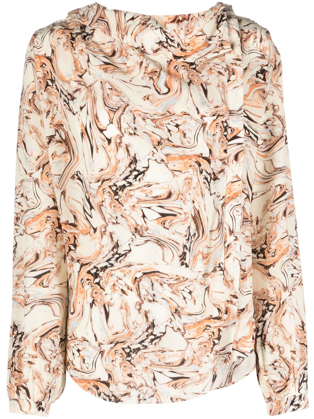 Tiphaine marble-print silk blouse - Blue