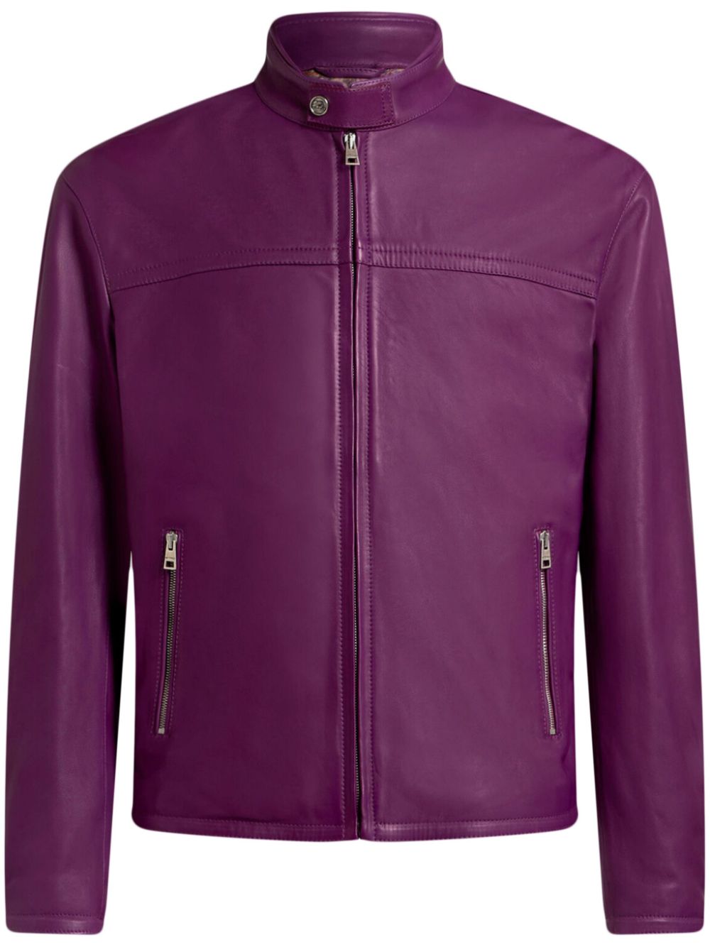 Logo leather jacket - Purple