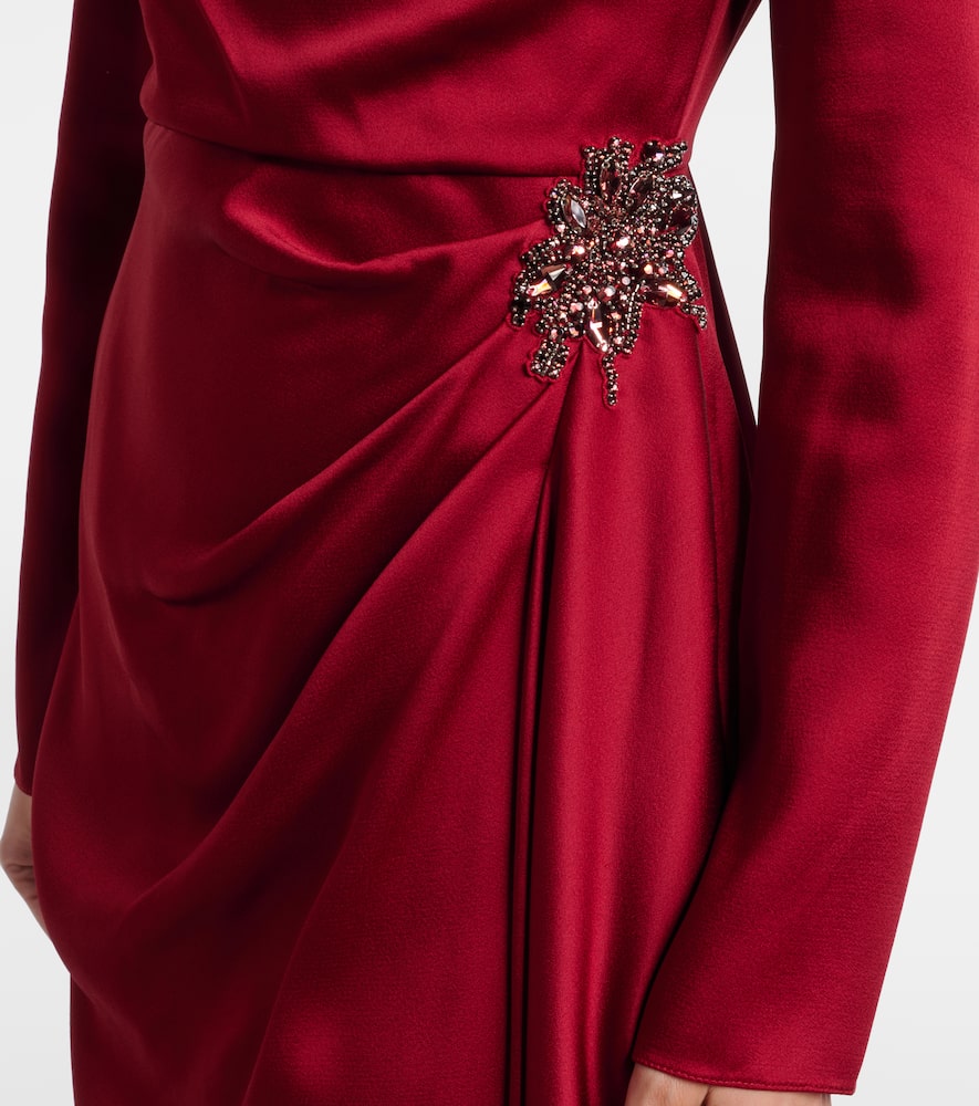 Crystal-embellished satin cady cocktail dress
