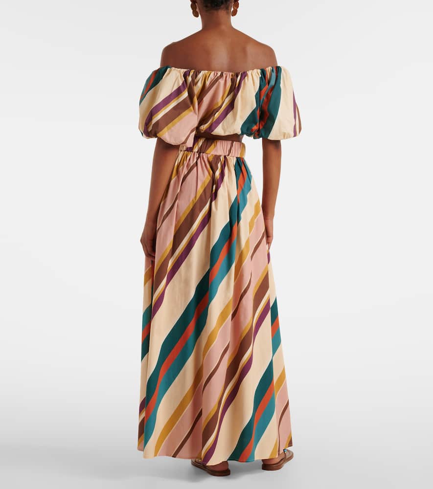 Striped cotton-blend maxi skirt
