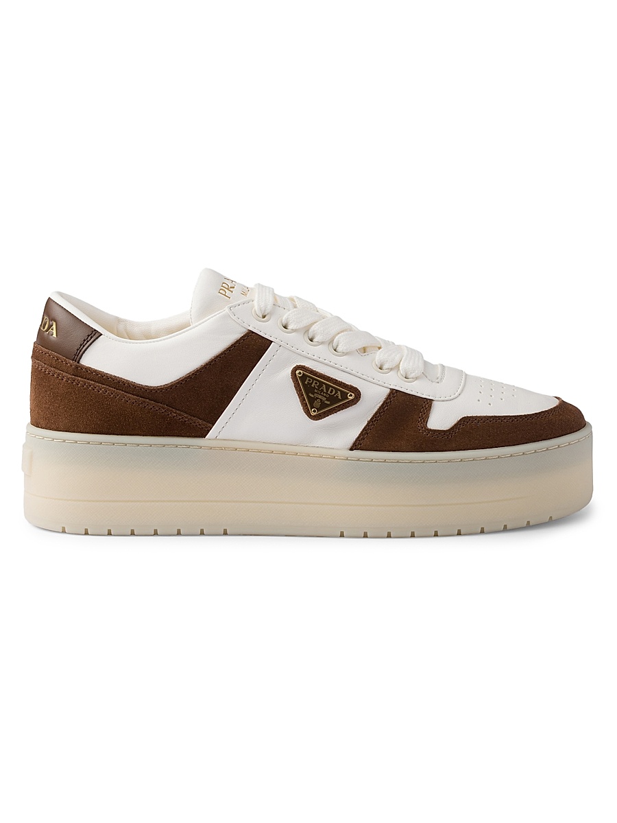 Women's Downtown Bold Nappa Leather and Suede Sneakers - Brown