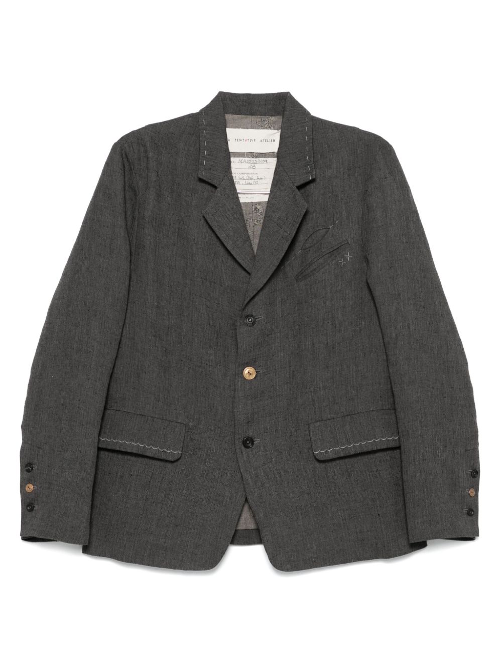 Decorative-stitching blazer - Grey