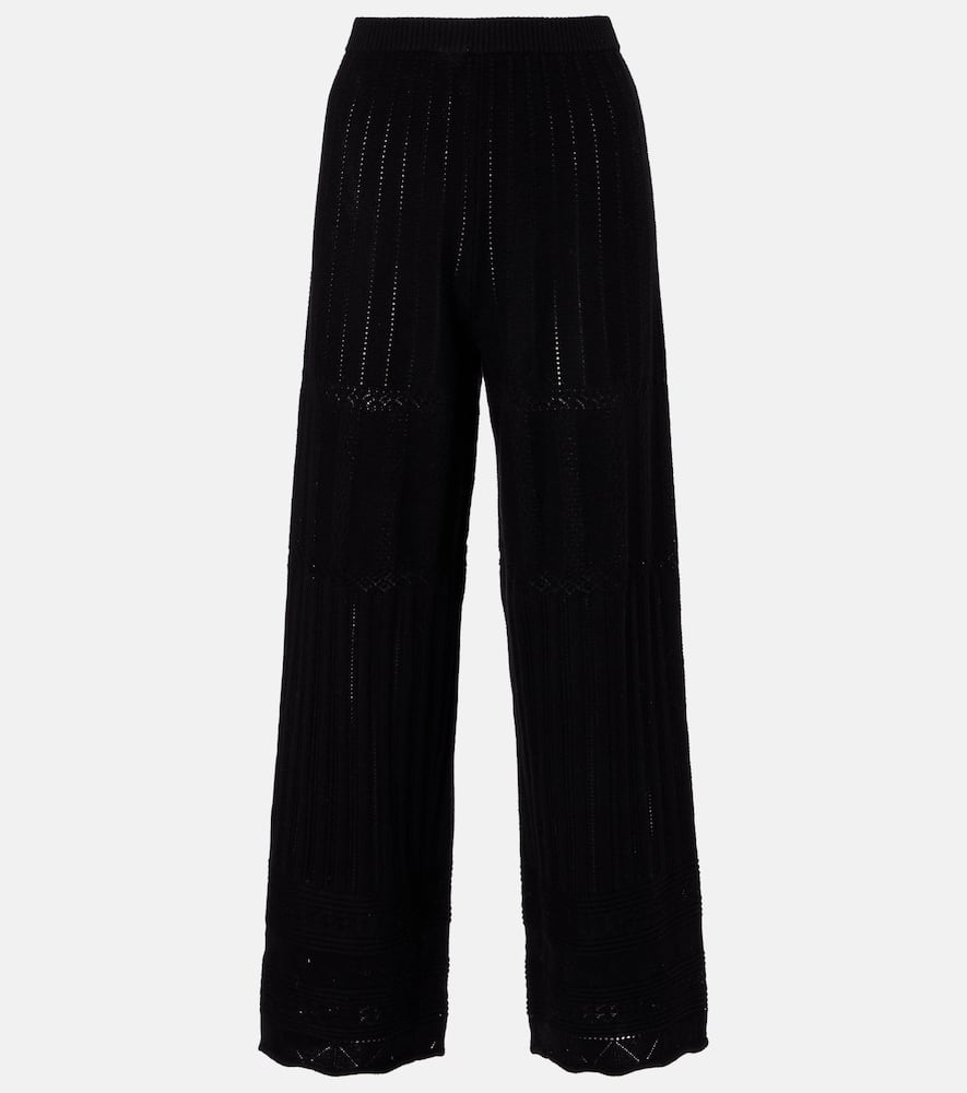 Alliage pointelle wool and cashmere wide-leg pants
