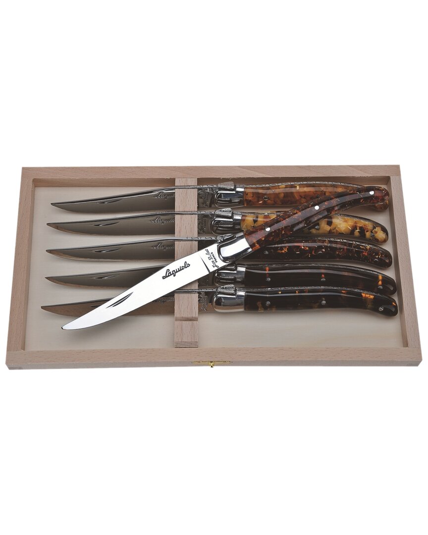 Laguiole Set of 6 Tortoise Acrylic Steak Knives