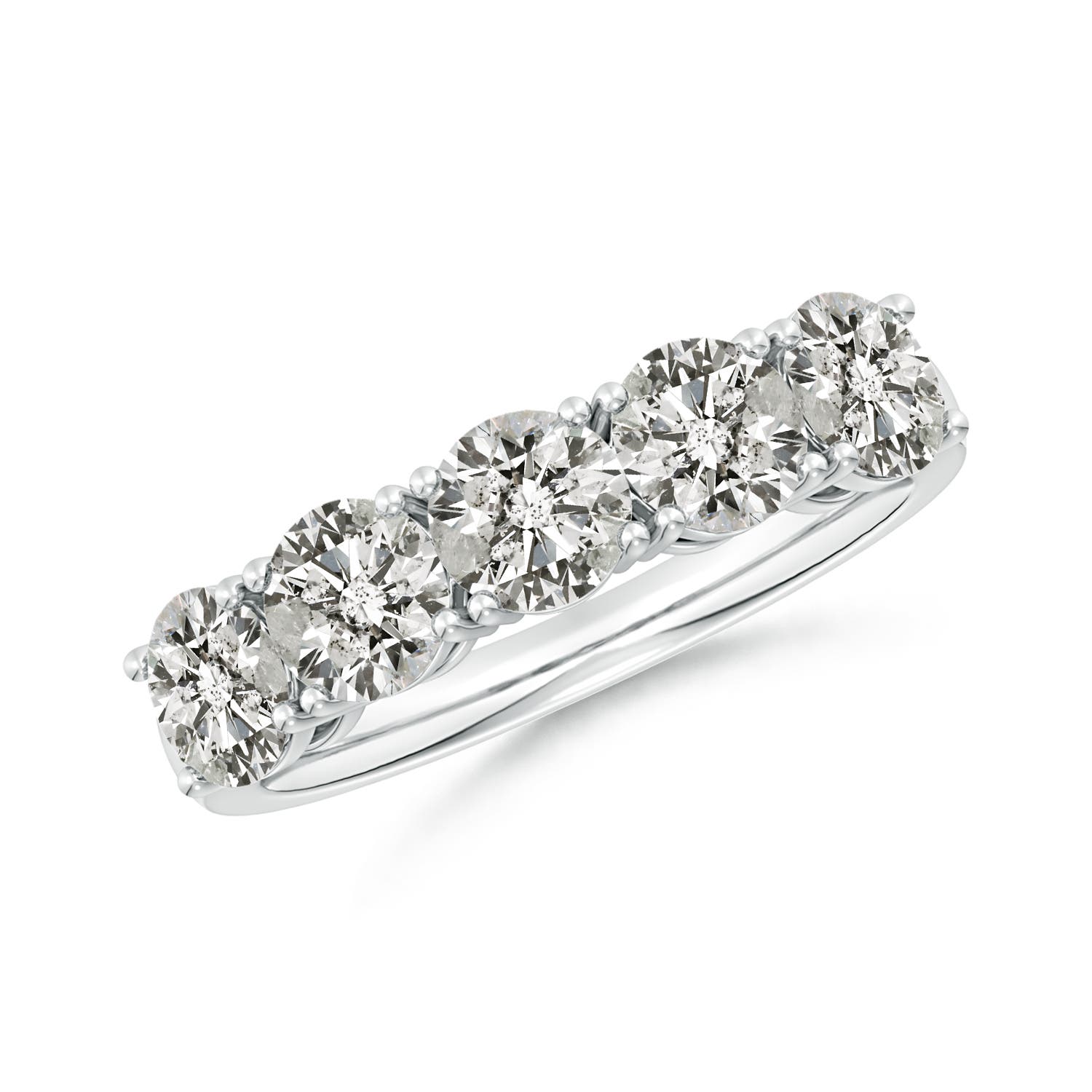 Angara 2.35 Carats Prong-Set Round Diamond Five Stone Wedding Ring in 18K White Gold