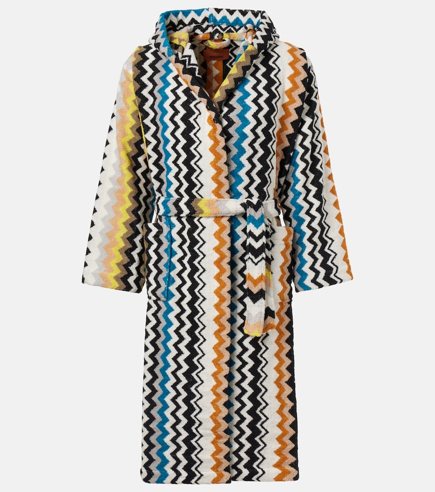 Zigzag cotton terry bathrobe
