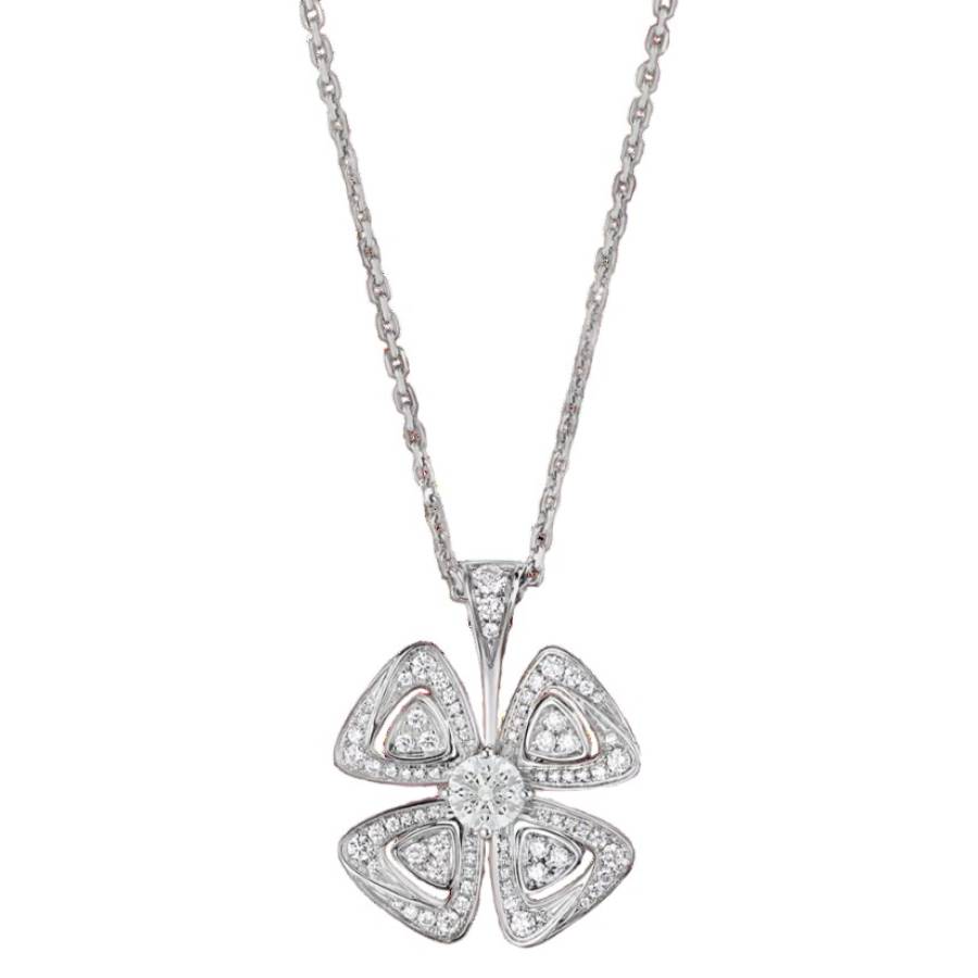 Fiorever 18 Kt White Gold Diamond Necklace
