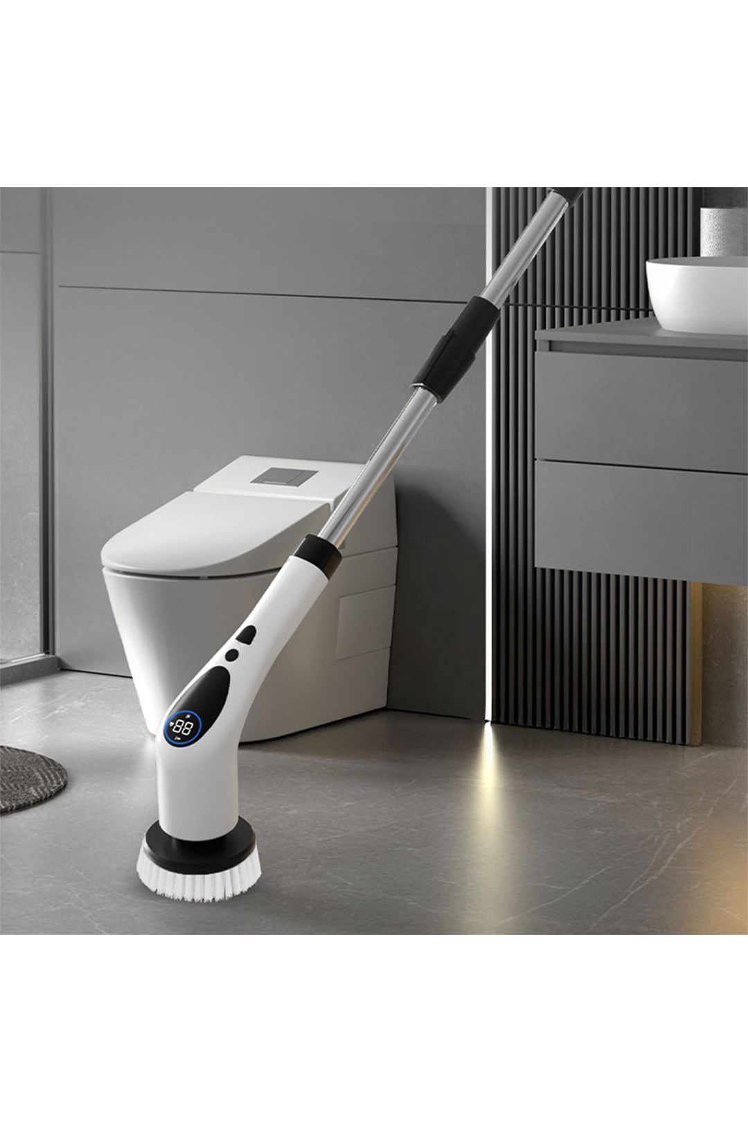 Living And Home 1 Cordless Handheld Electric Spin Scrubber With Long Handle In White