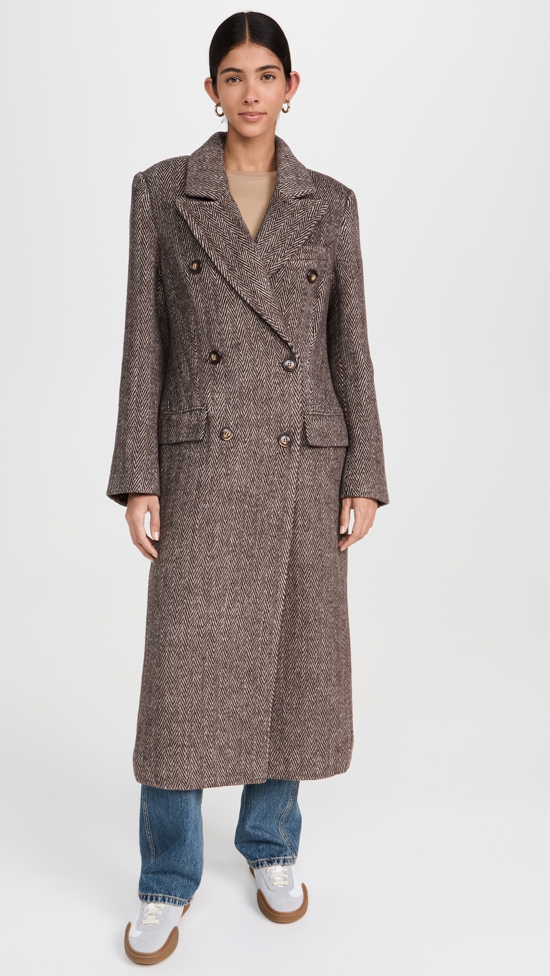 Morana Coat Brown Herringbone