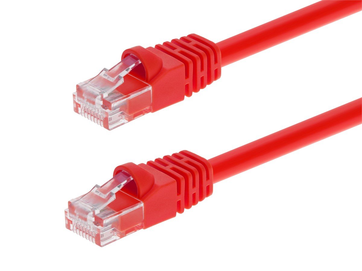Cat5e 3ft Red Patch Cable, UTP, 24AWG, 350MHz, Pure Bare Copper, Snagless RJ45, Fullboot Series Ethernet Cable