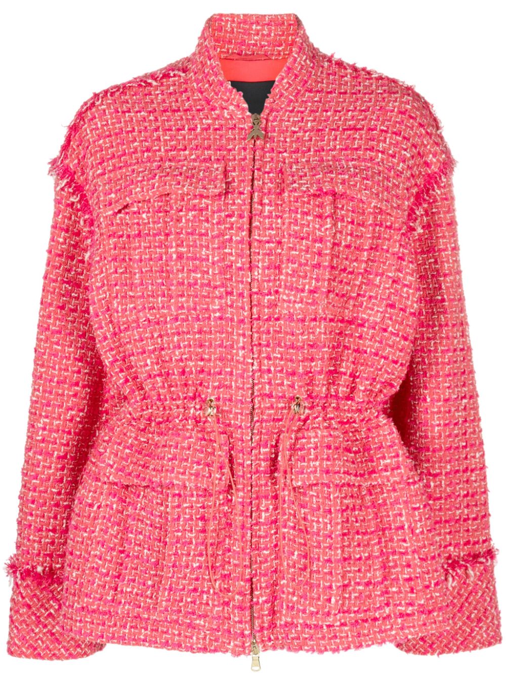Drawstring-waist tweed jacket - Pink