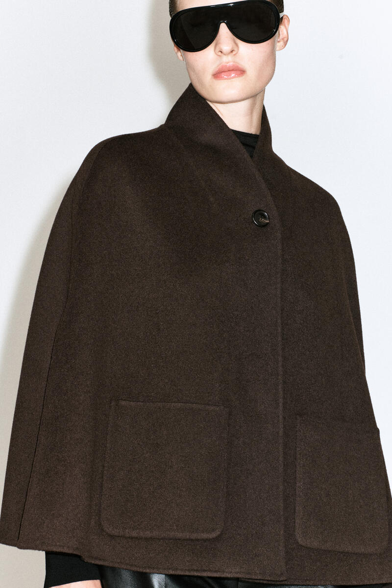 Shawl-Collar Double-Faced Wool Cape