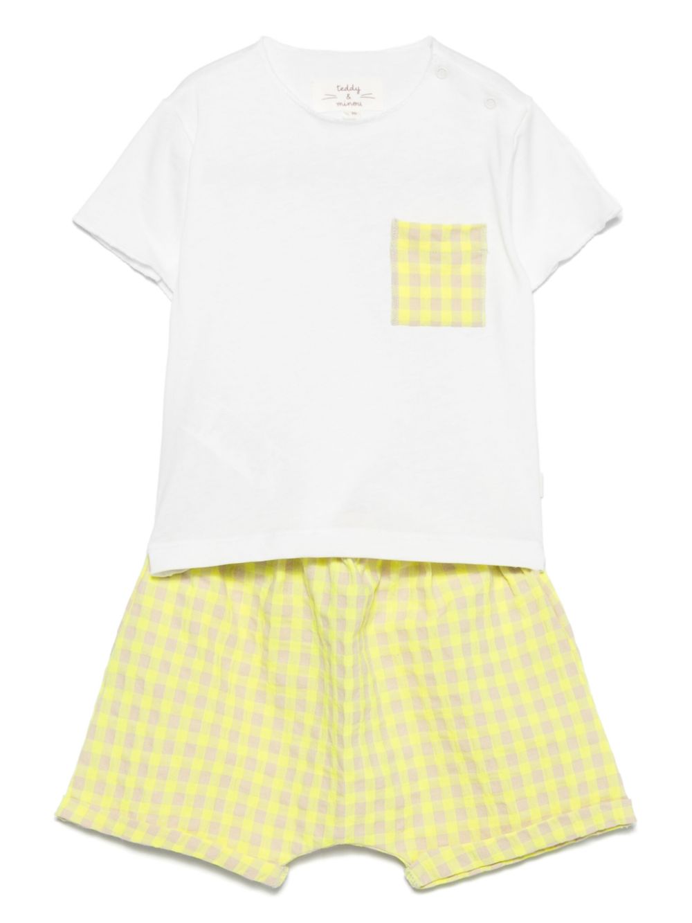 Plaid shorts set - White