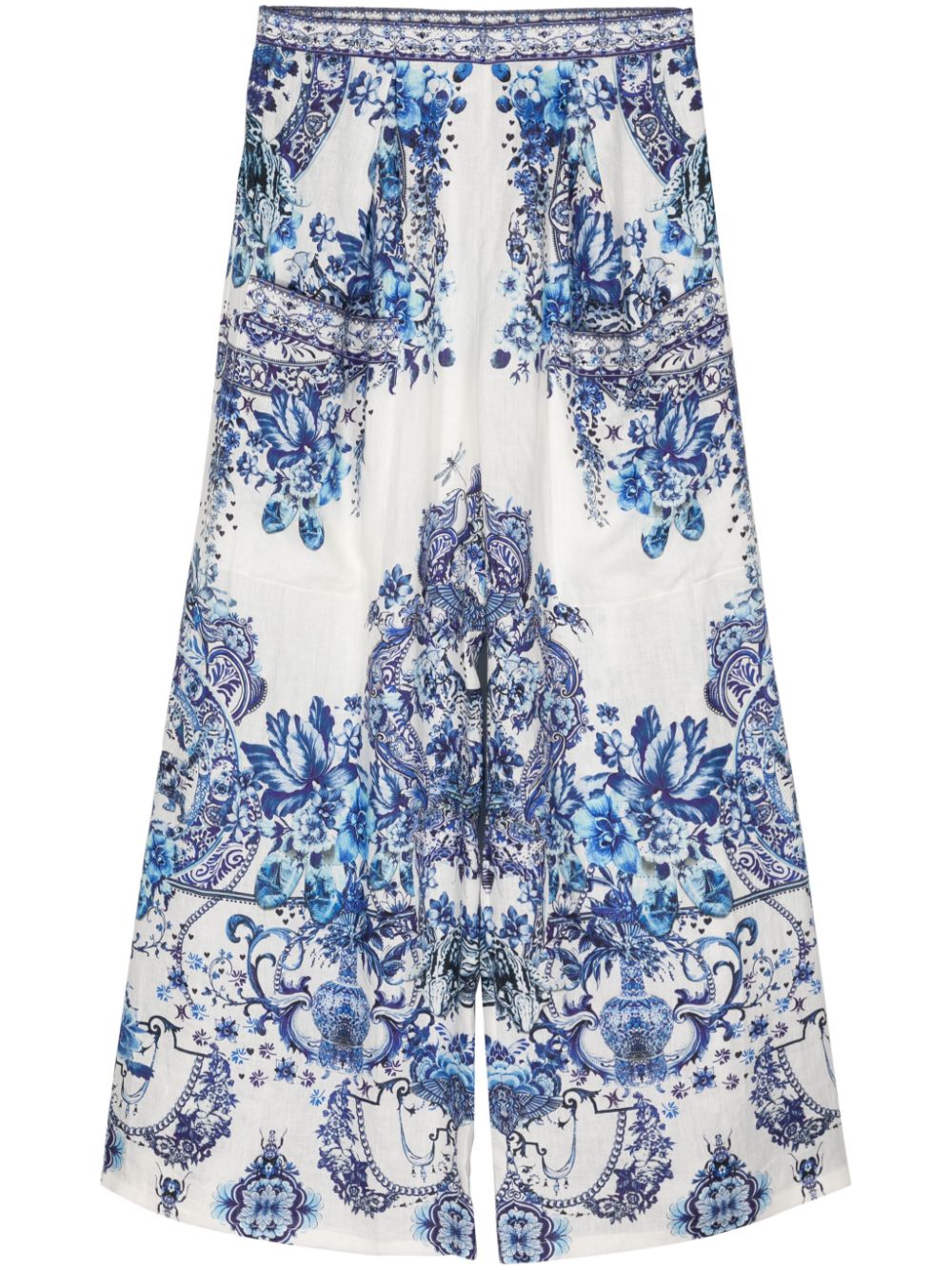 Printed wide-leg trousers - White
