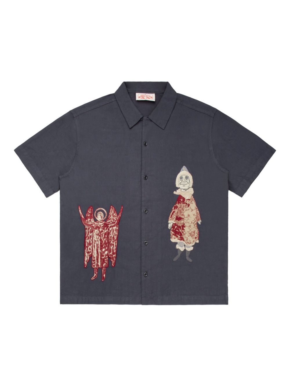 Antique graphic-embroidered short-sleeve shirt - Black