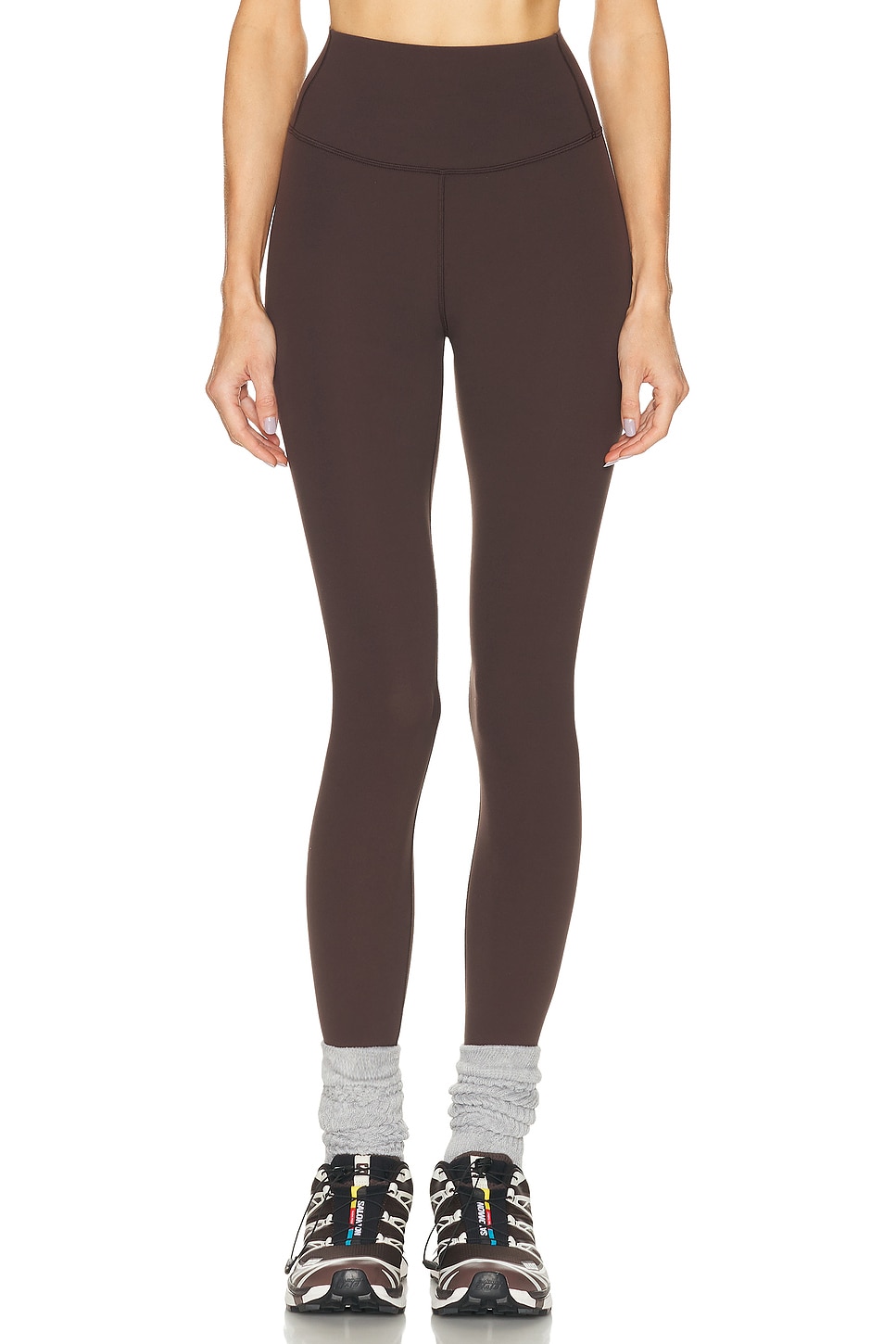 Splits59 River High Waist Airweight Stirrup Legging in Dark Chocolate - Chocolate. XS also in
