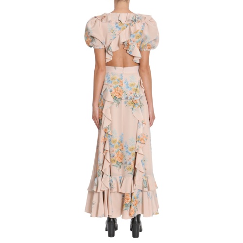 Floral Print Ruched Silk Dress