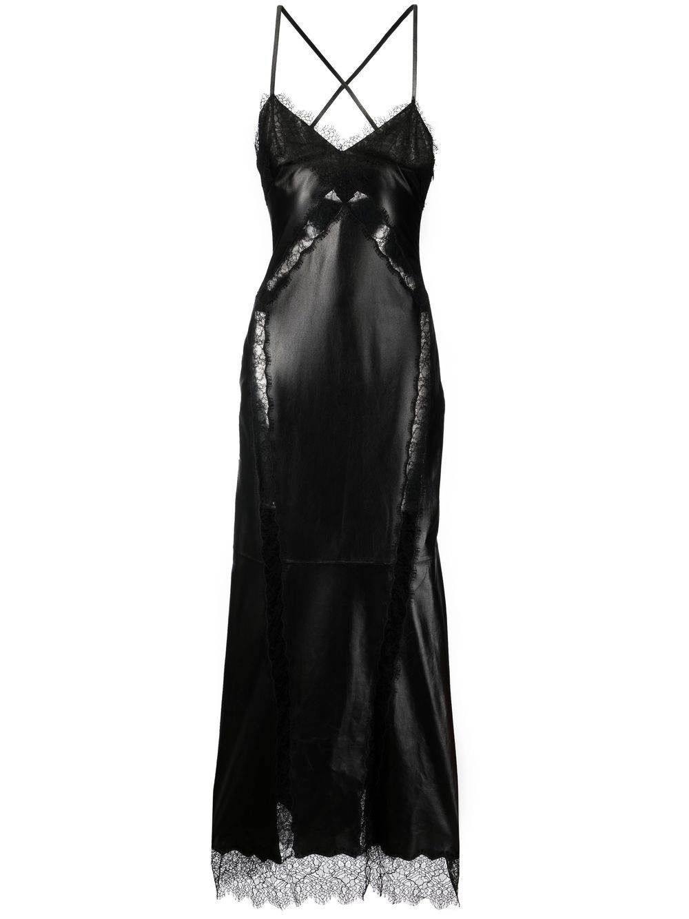 Lace-trim midi dress - Black