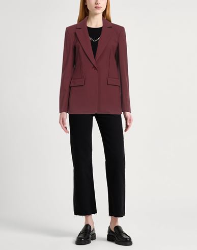 Patrizia Pepe Woman Blazer Burgundy Size 6 Polyester, Virgin Wool, Elastane