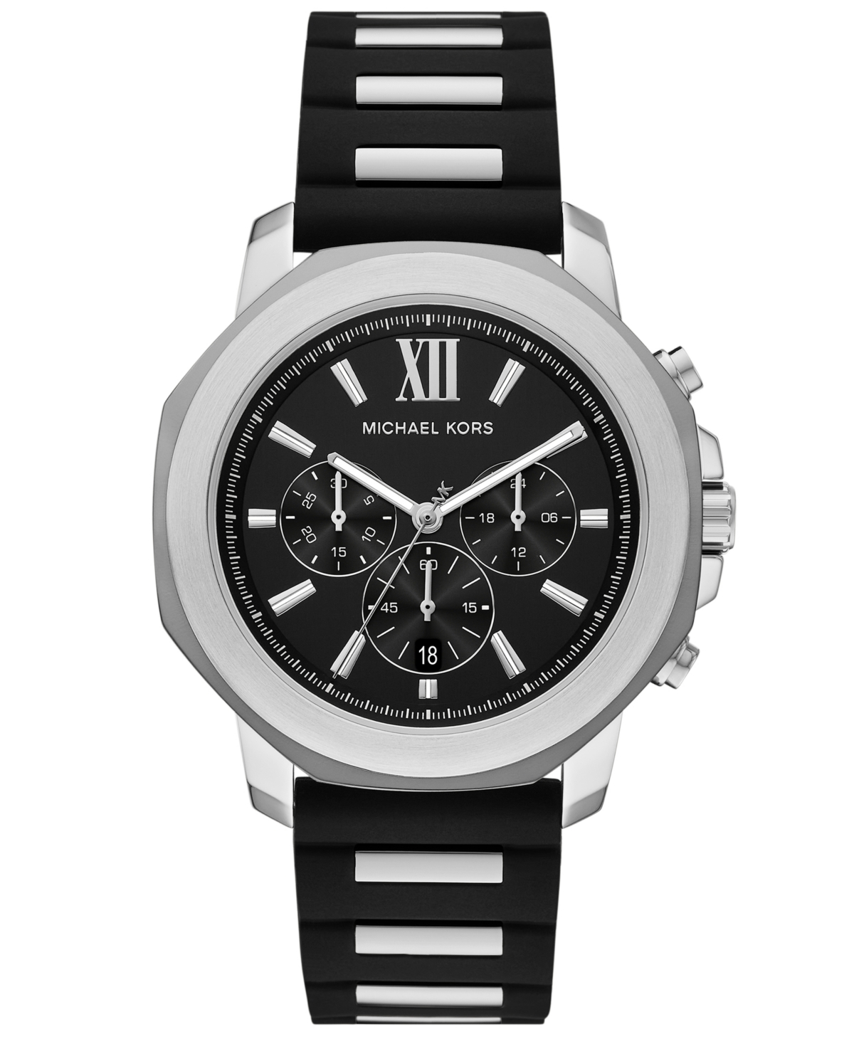 Men's Prescott Quartz Chronograph Black Silicone Watch, 44mm - Black