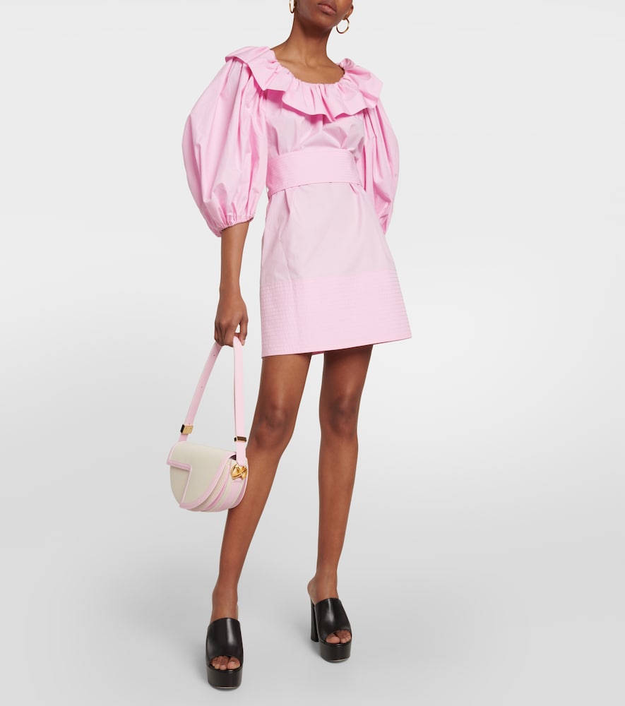 Puff-sleeve cotton minidress