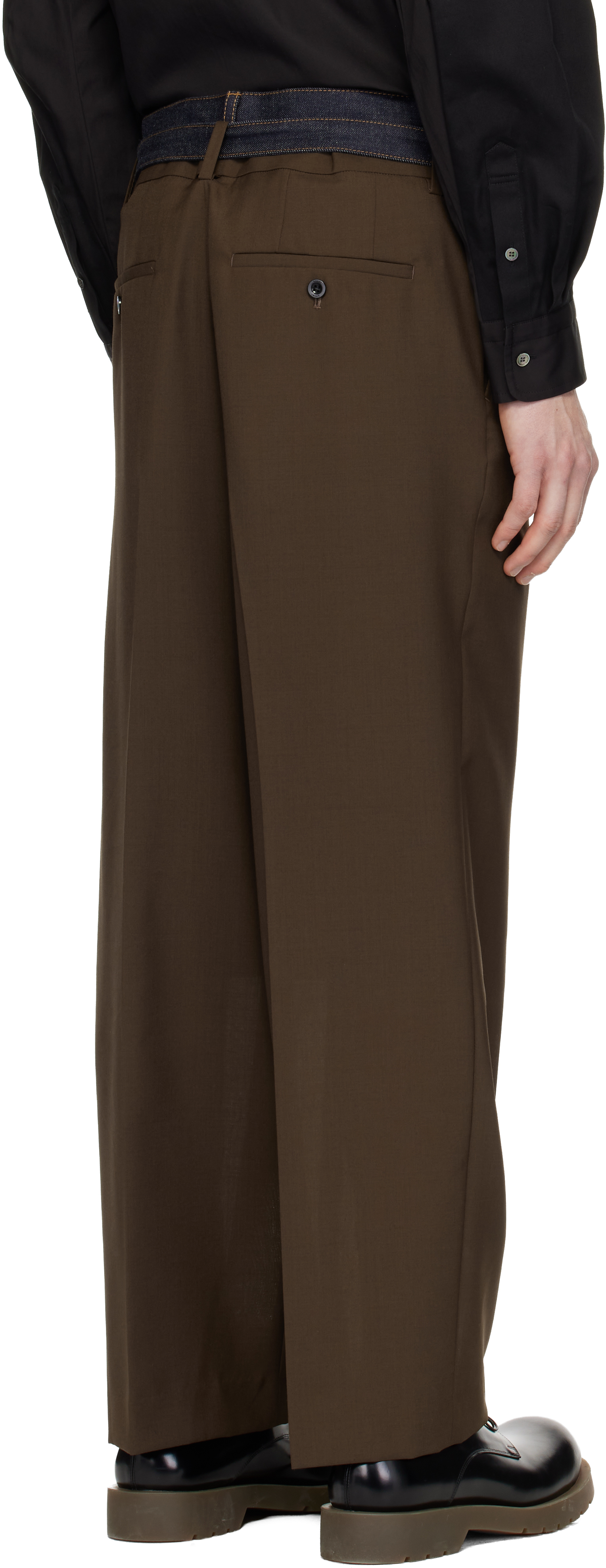 Brown Suiting & Denim Trousers