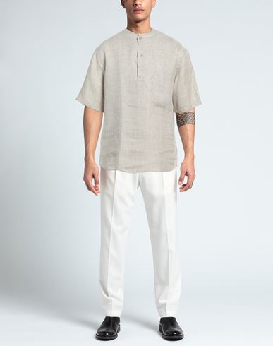 Man Shirt Light grey Size 38 Linen